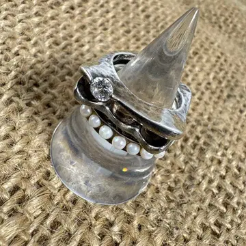 실버 3단 반지 빈티지 아르데코 미드센추리