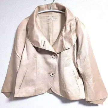 히로코코시노 린넨 혼방 디자인 자켓 38 베이지 큰 옷깃