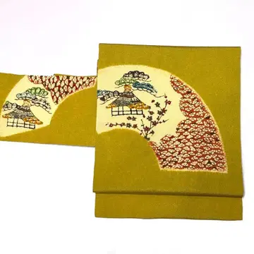 본고장 류큐 홍형 염색 나고야 오비 순수 실크 중고 so260