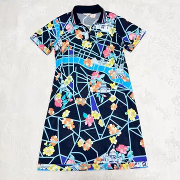 새상품급 레오나르 스포츠 아키텍처 패턴 폴로 원피스 42 꽃무늬 올 패턴