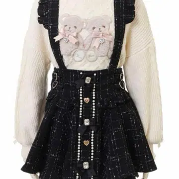 LIZLISA 리즈리사 트위드 서스펜더 치마바지 블랙