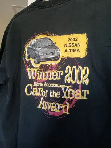 2002년식 닛산 알티마 북미 올해의 차 T셔츠 L 사이즈