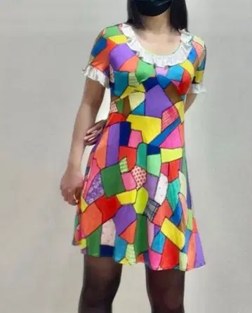 JEREMY SCOTT 실크 100% 반팔 원피스