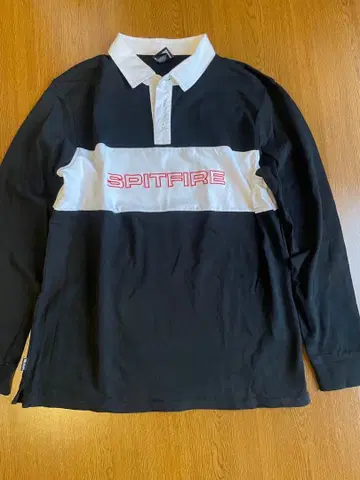 SPITFIRE 긴팔 피케 셔츠 L 사이즈 블랙/화이트