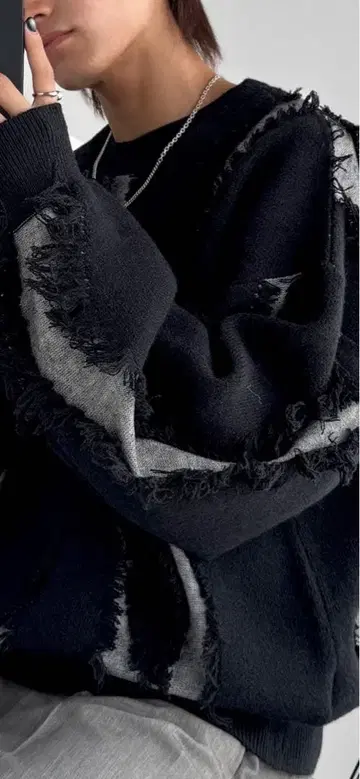 Classical Origin 블랙 프린지 니트 XL