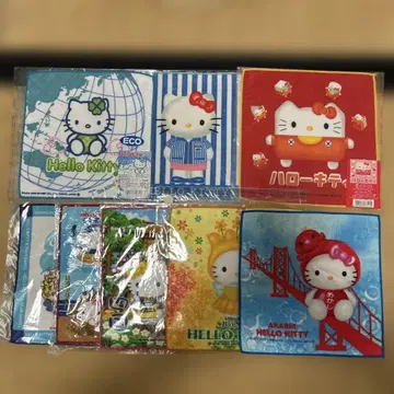A8 미사용 헬로키티 미니 타월 8개 세트 아카시 보소 도쿄 딸기 신문