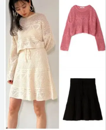 새상품 택 포함 스나이델 SNIDEL 크로 셰 뜨개질 셋업 레이스