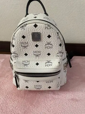 MCM 화이트 비세토스 패턴 사이드 스터드 백팩 (미니 사이즈)