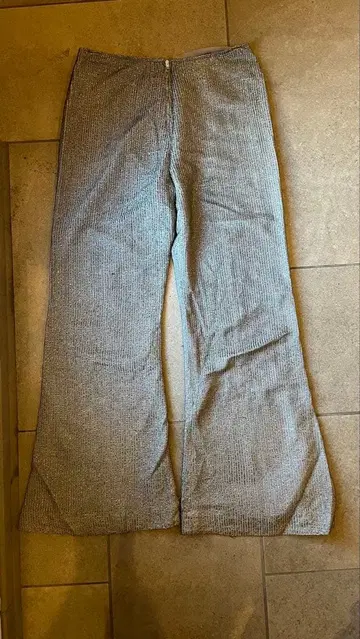 70s 빈티지 실버 라메 플레어 팬츠