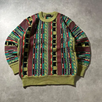 빈티지 올 패턴 기하학 3D 입체 키타노 타케 스다 마사키 니트 스웨터