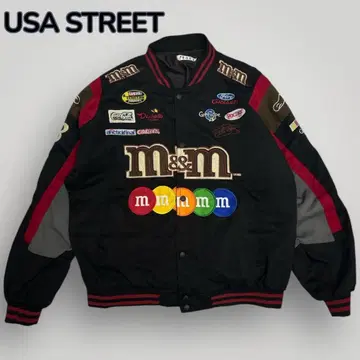 [새상품급] m&m's 기업 로고 올 패턴 레이싱 자켓 XL 스트릿 블랙