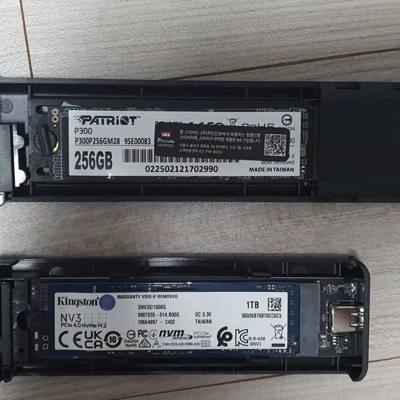 패트리어트 P300 256GB & 킹스턴 NV3 1TB NVMe SSD