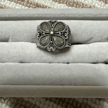 마카사이트 실버 클로버형 빈티지 반지 앤티크