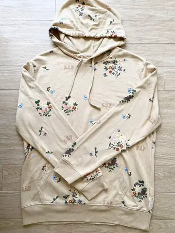 갭 꽃무늬 후드티 베이지