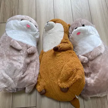 수달 봉제 인형 3마리 세트 엎드린 대형 묶음 판매