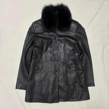 양가죽 레더 롱 코트 퍼 포함 블랙 13AR LL