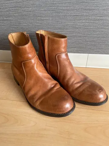 Padron 파드로네 천연 가죽 가죽 부츠 사이드 지퍼 브라운 40