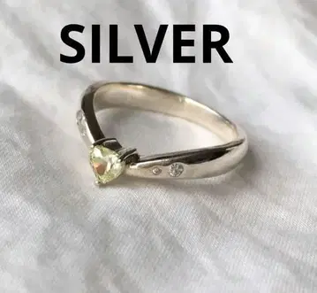 빈티지 레몬 쿼츠 실버 반지 SILVER 지르코니아 하트