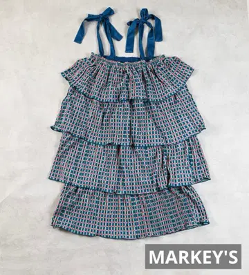 새상품 MARKEY'S 마키즈 깅엄 플리츠 티어드 원피스/성인