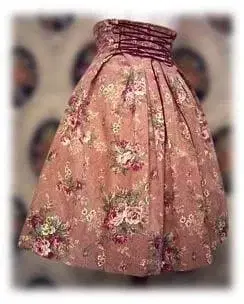 빅토리안 메이든 초기 꽃무늬 레이스업 하이웨스트 스커트 핑크