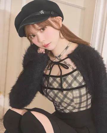 michellMacaron 오리지널 체크 무늬 앙상블 상의