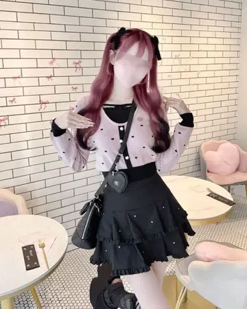 [ HONEY MEW ] 2단 프릴 비쥬 스커트