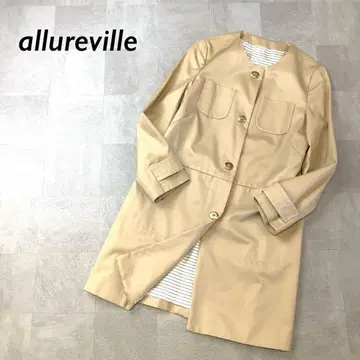 allureville 노카라 코튼 코트 가슴 포켓 베이지