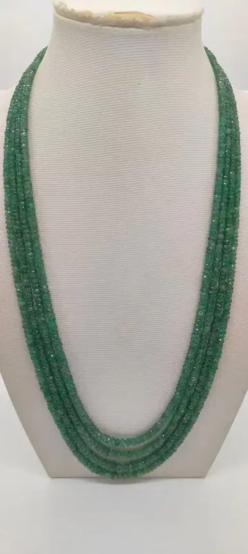 1812. 에메랄드 버튼컷 그라데이션 4연 목걸이