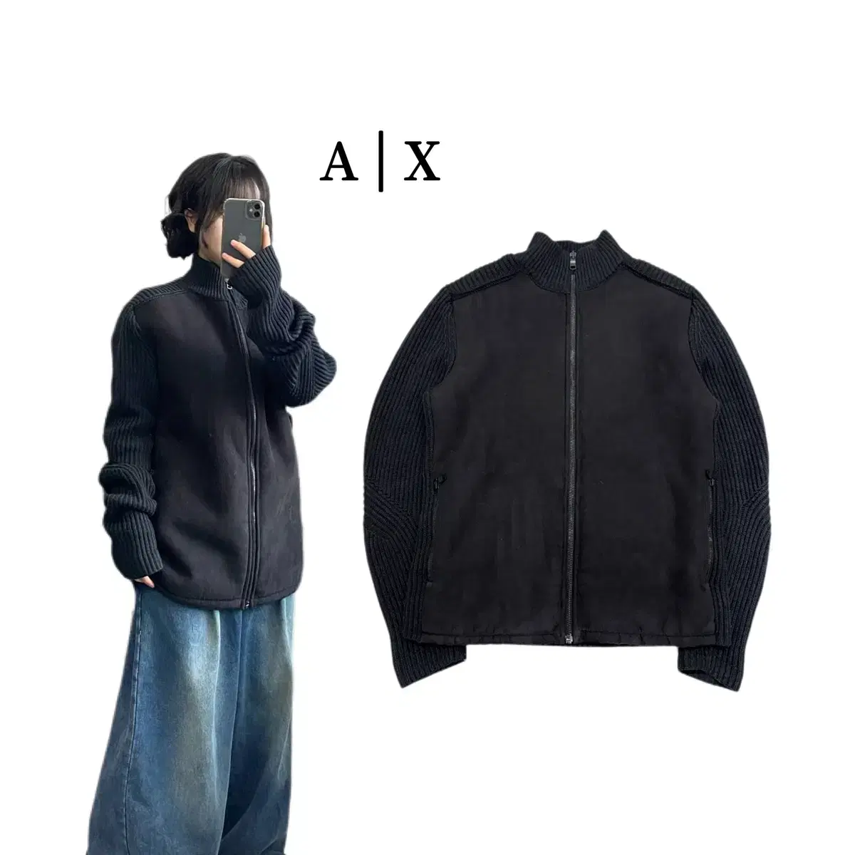 Armani Exchange Knit & Suede Jacket EMPORIO ARMANI, 1990s Suede
