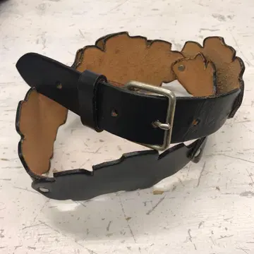 레트로 보헤미안 시크 구제 의류 잡화 리프형 모티브 가죽 공예 벨트