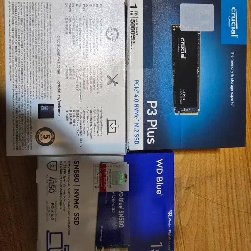 Crucial P3 Plus & WD SN580 SSD 1T 새제품