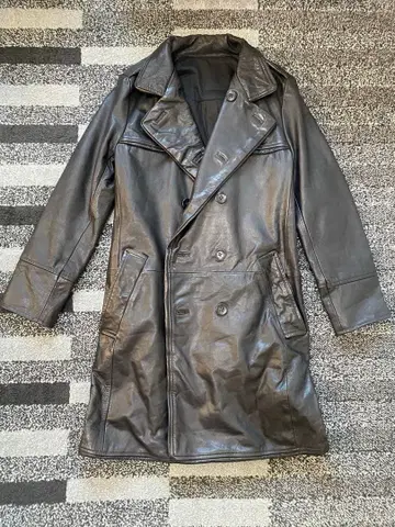 셀락 SHELLAC 가죽 롱 코트 소가죽 트렌치 자켓 블랙