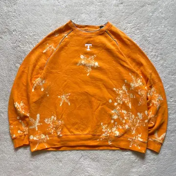 빈티지 리메이크 구제 의류 블리치 가공 리얼 리프 올 패턴 맨투맨