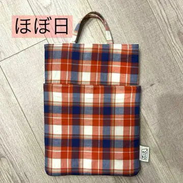 새상품급 호보니치 이츠데모 토트 파니니 빨강과 파랑 체크 레드 블루