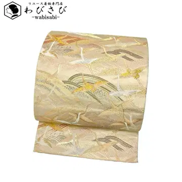 후쿠로 오비 무학파도문 아름다운 비상학 금은사 연색 O-3797