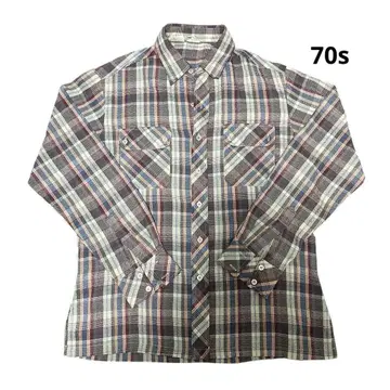 70s Kennington 체크 셔츠 L
