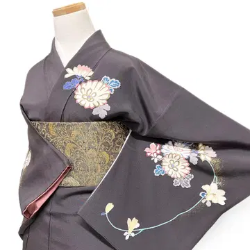츠케사게 국화 백합 금 부품 자수 금채 문 없는 기모노 123b d ms