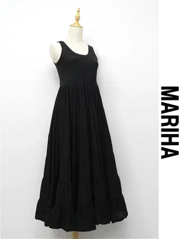 D557 MARIHA 슬리브리스 롱 원피스 티어드 블랙염 36
