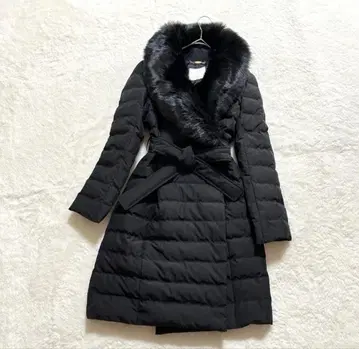 컨디션 최상 Rady 레이디 퍼 다운 코트 허리끈 포함 블랙 M