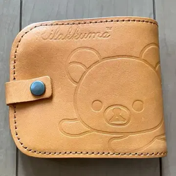 리락쿠마 천연 가죽 접이식 지갑 새상품 [ 익명 배송 ]