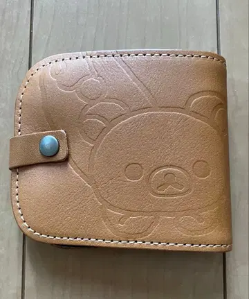 리락쿠마 천연 가죽 접이식 지갑 새상품 [익명 배송]