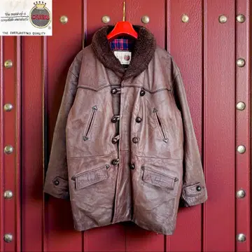 유로 빈티지 CREEKS 캐나디안 코트 레더 카 코트 M