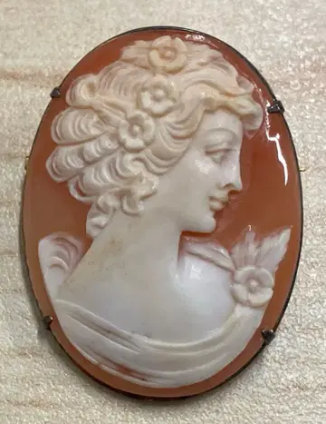 SILVER 900 쉘 카메오 브로치 펜던트 cameo