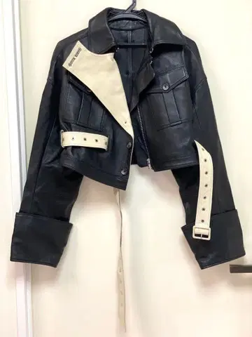 완판템 rokh x h&m 가죽 크롭 자켓 S