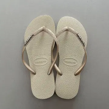 새상품 하와이아나스 비치 샌들 슬림 라메 35/36 베이지 글리터