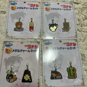 명탐정 코난 럭키 쿠지 E상 메탈 참 세트 코난 VS 괴도 키드