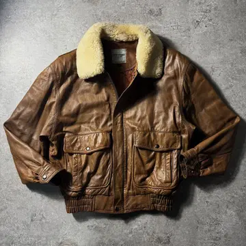 [90s] G-1 A-2 플라이트 가죽 자켓 옷깃 보아