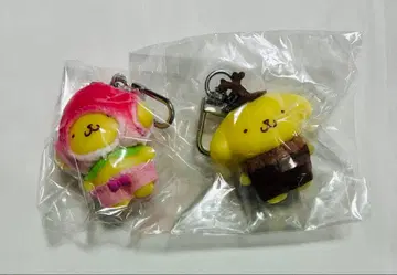 산리오 치비토모 폼폼푸딩 과일 벌레 키링 복숭아