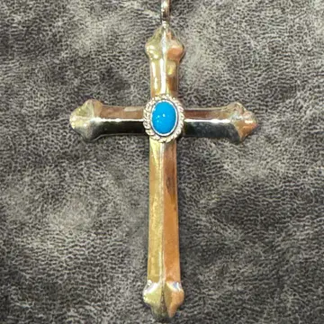 goro's/고로즈/은줄 터콰이즈 부착 크로스 탑/은줄 터콰이즈