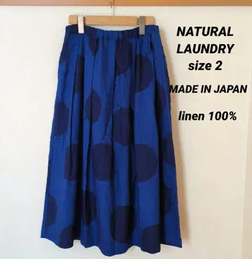NATURAL LAUNDRY 사과 도트 린넨 턱 개더 스커트